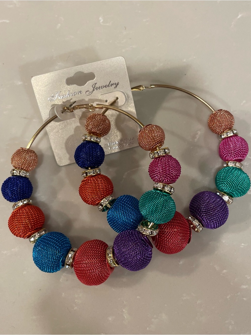 Fashion Jewelry Multicolor Bead Hoop Earrings